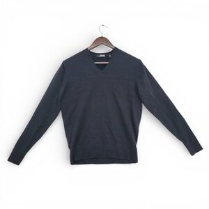Murano Mens Medium V Neck Sweater Cotton Nylon Black Lightweight Classic‎